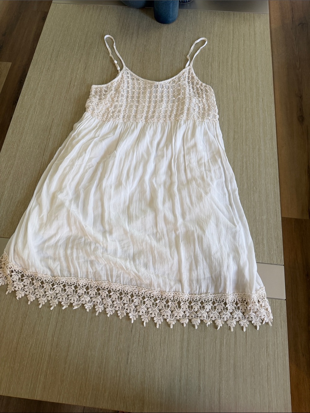 Crochet-Trim White mini Sundress